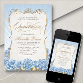 Invitation Bébé bleu or Quinceañera
