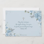 Invitation Bébé Bleu Papillons Floraux Baptême Baptême Baptêm (Dos)