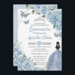 Invitation Bébé Bleu Papillons Floraux Princesse QUINCEAÑERA<br><div class="desc">Personnalisez cette belle invitation de fête d'anniversaire Quinceanera avec sa propre formulation facilement et rapidement,  appuyez simplement sur le bouton customiser pour réorganiser et formater le style et le placement du texte. Objets correspondants disponibles en magasin ! c) Le Happy Cat Studio</div>