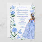 Invitation Bébé Bleu Papillons Princesse Photo Quinceanera (Devant)