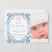 Invitation Bébé Bleu Prince Baptême (Devant)