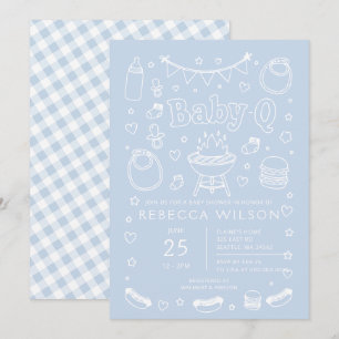 Invitation Bébé Bleu Q Barbecue Grill Fête de Naissance Garço