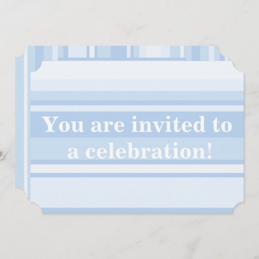 Invitation Bébé bleu rayures simple élégant (Devant / Derrière)