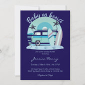 Invitation Bébé bleu rétro à bord Baby shower d'été (Devant)