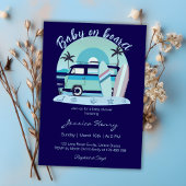 Invitation Bébé bleu rétro à bord Baby shower d'été