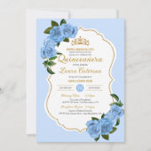Invitation Bébé Bleu Rose Blanc et or élégant Quinceanera (Devant)