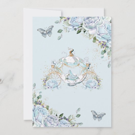 Invitation Bébé Bleu Rose Princesse Cinderella Quinceañera (Dos)