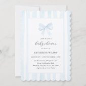 Invitation Bébé Bleu Stripes & Baby shower de la cordes (Devant)
