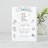 Bébé bleu sur le Baby shower de garçon nuageux