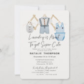 Invitation Bébé bleu Vêtements de garçon Lave-linge Baby show (Devant)