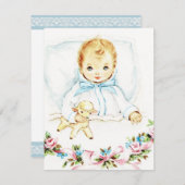 Invitation Bébé Bleu Vintage bébé garçon douche (Devant / Derrière)