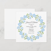 Invitation Bébé bleu yeux aquarelle Floral Wreath (Devant / Derrière)