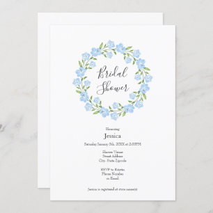 Invitation Bébé bleu yeux aquarelle Floral Wreath