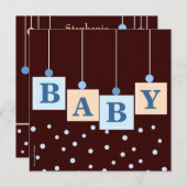 Invitation BÉBÉ Blocs Baby shower Bleu Garçon (Devant / Derrière)