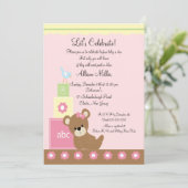 Invitation Bébé Blocs Bébé Fille Douche (Debout devant)