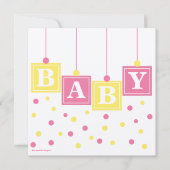 Invitation BÉBÉ Blocs Couples de filles jaunes roses Baby sho (Devant)