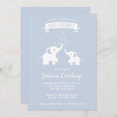 Invitation Bébé Blue Elephant "Sprinkle" (Devant / Derrière)
