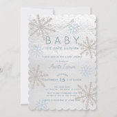 Invitation Bébé Blue Snowflake Son Baby shower extérieur froi (Devant)