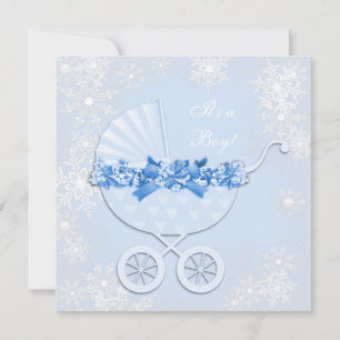 Invitation Bébé Blue Snowflake Winter Wonderland Baby shower