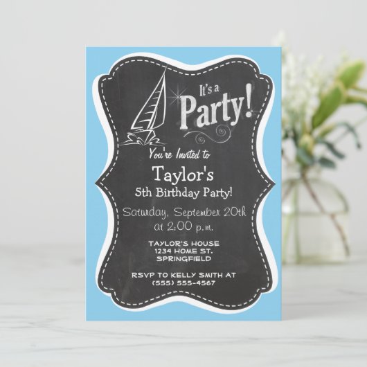 Invitation Bébé Blue Voile (Debout devant)