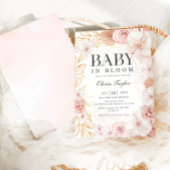 Invitation Bébé Boho En Fleur Baby shower Rose Fleur Bleu