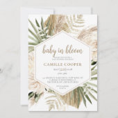 Invitation Bébé Boho En Fleur Pampas Herbe (Devant)