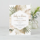 Invitation Bébé Boho En Fleur Pampas Herbe (Debout devant)