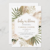 Invitation Bébé Boho En Fleur Pampas Herbe (Devant / Derrière)