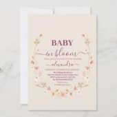 Invitation Bébé Boho Feminine en Fleur Douche Florale (Devant)