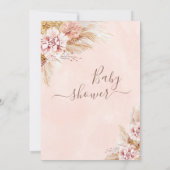 Invitation Bébé Boho Rose Floral Pampas Baby shower en herbe (Dos)
