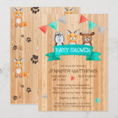 Invitation Bébé Bois Animaux Aquarelle Baby shower (Devant / Derrière)