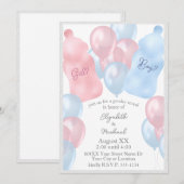 Invitation Bébé Bouteilles et ballons Partie de révélation de (Devant / Derrière)