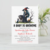 Invitation Bébé brassage sorcière Chat noir Halloween Baby sh (Debout devant)