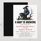 Invitation Bébé brassage sorcière Chat noir Halloween Baby sh (Devant / Derrière)