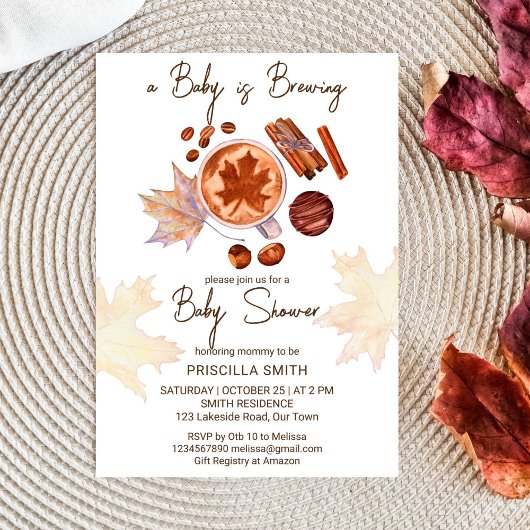 Invitation Bébé brasse automne baby shower