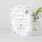 Invitation Bébé brasse Baby shower neige hivernal Bow ruban (Debout devant)