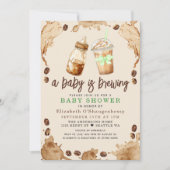 Invitation Bébé brasse du café Baby shower neutre pour le gen (Devant)