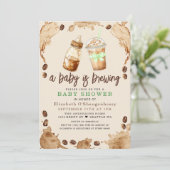 Invitation Bébé brasse du café Baby shower neutre pour le gen (Debout devant)