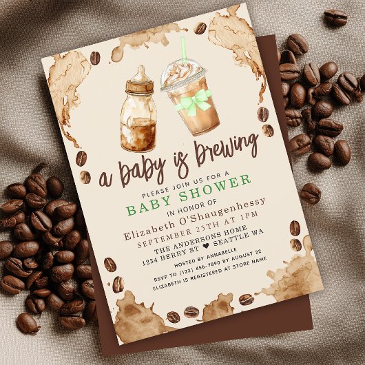 Invitation Bébé brasse du café Baby shower neutre pour le gen