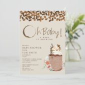 Invitation Bébé brasse du café glacé Floral Oh Baby shower (Debout devant)