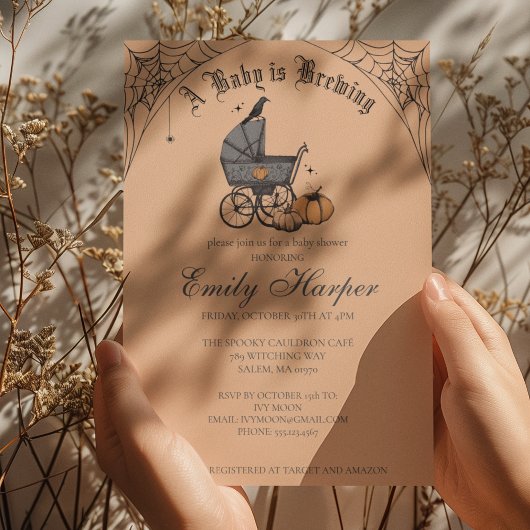 Invitation Bébé brasse Orange Baby shower gothique