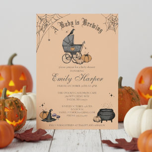Invitation Bébé brasse Orange Baby shower neutre genre