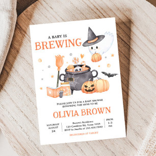 Invitation Bébé brasse Orange Halloween Baby shower