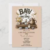 Invitation Bébé brasse Rustique Tea Kettle Peach Douche (Devant)