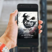 Invitation Bébé brasse Sorcière Broom Aquarelle Éffrayante