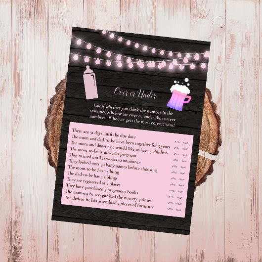 Invitation Bébé brasser rose au-dessus ou en dessous du Baby 