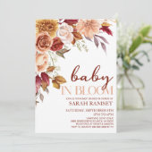 Invitation Bébé Brown Floral Bourgogne dans le Baby shower en (Debout devant)