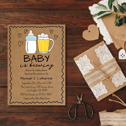 Invitation Bébé Brûle Bouteille Bière Baby shower en verre