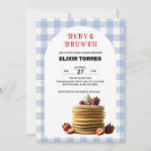 Invitation Bébé & Brunch Baby shower de crêpes aux fraises bl (Devant)