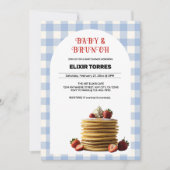 Invitation Bébé & Brunch Baby shower de crêpes aux fraises bl (Devant)